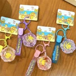 Rose Shaped Oil Key Chain Pendant Genkikyun Liquid Floating Iridescent Rose Bag Charm