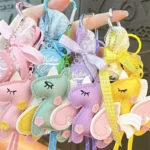 Macaron Double-Sided Unicorn Bag Charm Keychain Cute Girly Lace Bow Bag Pendant
