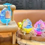 Cute Liquid Quicksand Pendant Rocket Acrylic Car Keychain Cartoon Floating Bag Charm