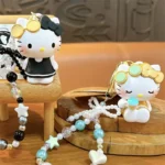New Cartoon Genuine Sanrio Hello Kitty Leisurely Bracelet Keychain Schoolbag Pendant Beaded Bag Charm