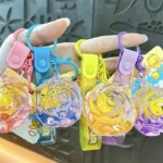 Rose Shaped Oil Key Chain Pendant Genkikyun Liquid Floating Iridescent Rose Bag Charm