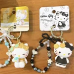 New Cartoon Genuine Sanrio Hello Kitty Leisurely Bracelet Keychain Schoolbag Pendant Beaded Bag Charm