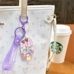 Creative New Cream Candy Bean Ice Cream Keychain Cute Floating Beads Popsicle Bag Pendant