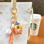 Creative Cartoon Capybara Sports Hand Rope Buckle Cute Bag Pendant Car Keychain