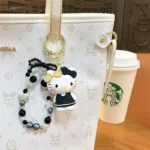 New Cartoon Genuine Sanrio Hello Kitty Leisurely Bracelet Keychain Schoolbag Pendant Beaded Bag Charm