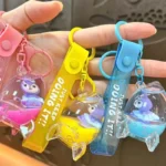 Cute Liquid Quicksand Pendant Rocket Acrylic Car Keychain Cartoon Floating Bag Charm
