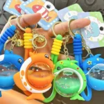 Cute Quicksand Marine Animal Acrylic Whale Keychain Liquid Sand Ocean Dolphin Bag Charm
