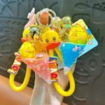 Liquid Little Yellow Duck Ice Cream Keychain Cartoon Floating Sequins Bag Charm