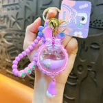 Customized Cute Quicksand Oil Floating Acrylic Rabbit Keychain Liquid Floating Sequins Bag Charm