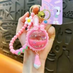 Customized Cute Quicksand Oil Floating Acrylic Rabbit Keychain Liquid Floating Sequins Bag Charm