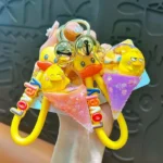 Liquid Little Yellow Duck Ice Cream Keychain Cartoon Floating Sequins Bag Charm