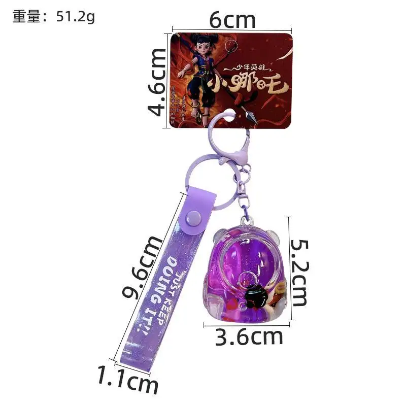 NeZha Oil-Infused School Bag Keychain Cartoon Floating Acrylic Bag Charm