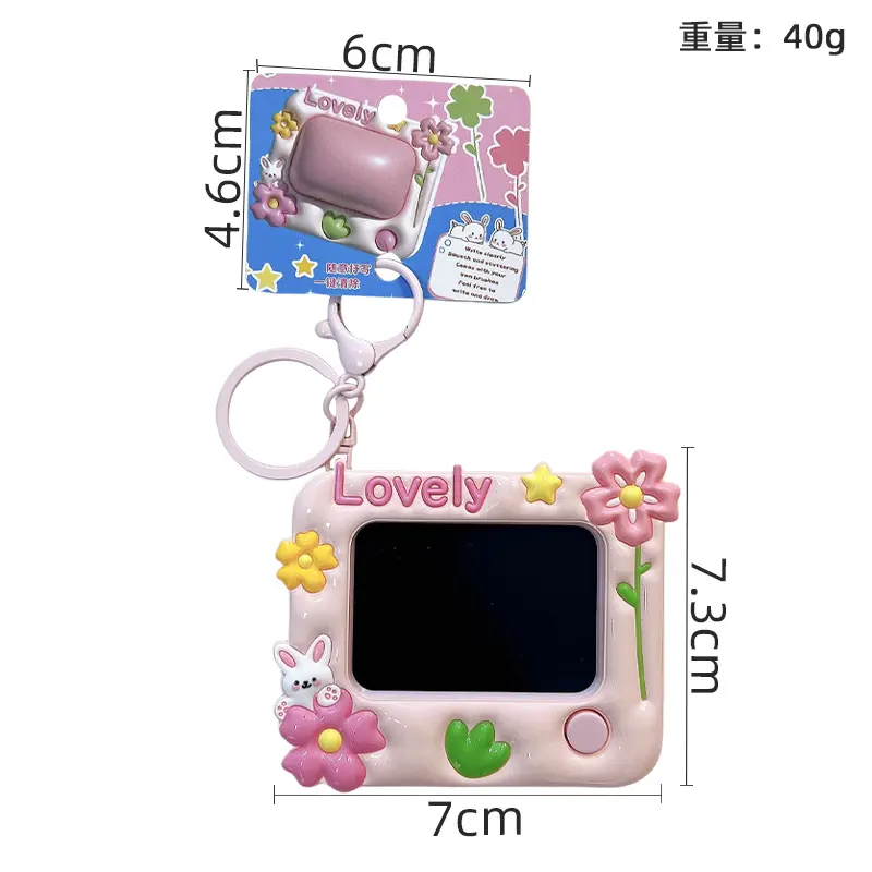 Lovely Rabbit Drawing Board Key Chain Pendant Mini Portable Doodle Writing Pad Bag Charm