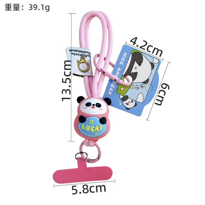 Multi-color Lucky Panda Phone Hand Strap Keychain Display