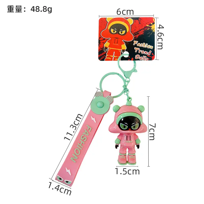 Trendy Fashion Doll Keychain Cool Street Style Bag Charm With Fashion Wrist Strap