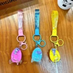 Cute Liquid Quicksand Pendant Rocket Acrylic Car Keychain Cartoon Floating Bag Charm