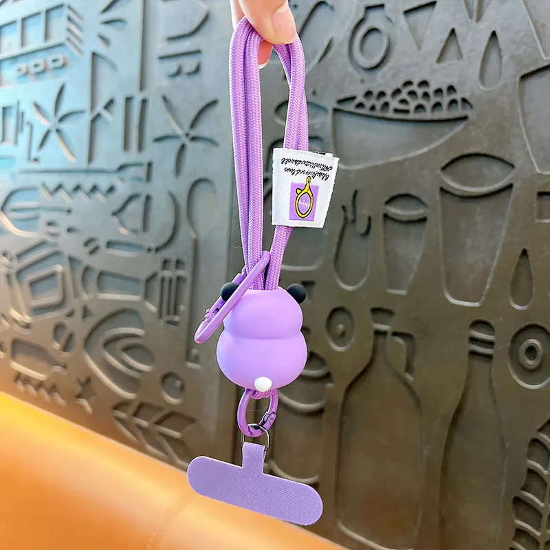 Multi-color Lucky Panda Phone Hand Strap Keychain Display