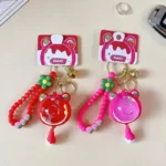 Strawberry Bear Crystal Ball Liquid Quicksand Bag Pendant Keychain Acrylic Floating Sequins Bag Charm
