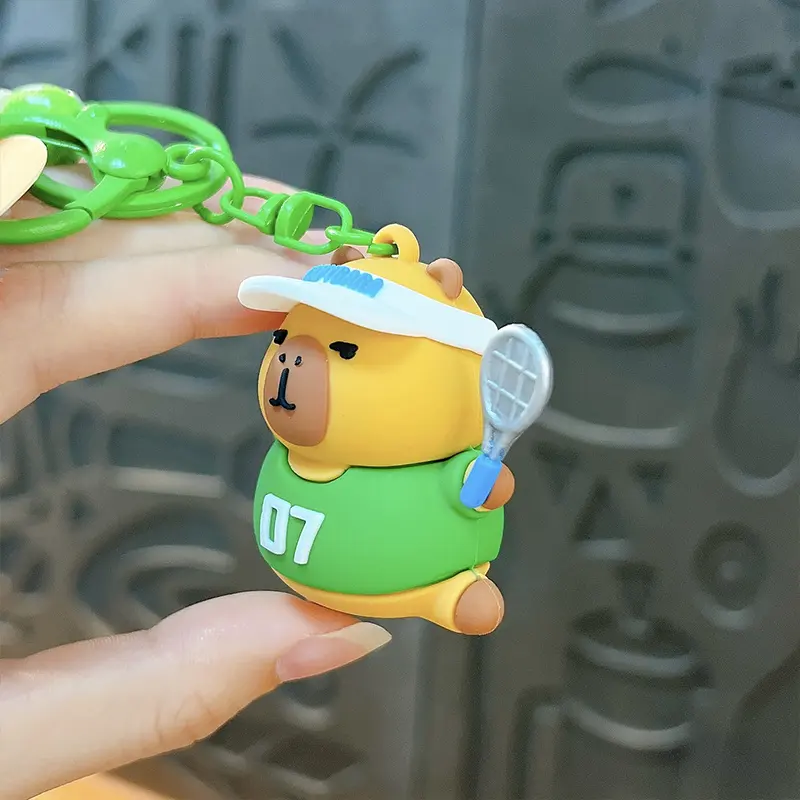 Creative Cartoon Capybara Sports Hand Rope Buckle Cute Bag Pendant Car Keychain