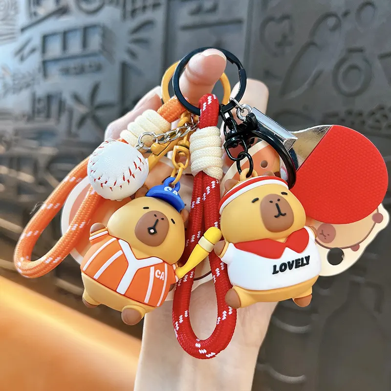 Creative Cartoon Capybara Sports Hand Rope Buckle Cute Bag Pendant Car Keychain