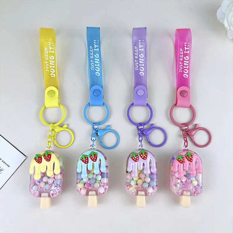Creative New Cream Candy Bean Ice Cream Keychain Cute Floating Beads Popsicle Bag Pendant