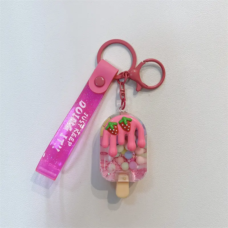 Creative New Cream Candy Bean Ice Cream Keychain Cute Floating Beads Popsicle Bag Pendant