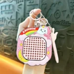 Purple Unicorn Magnetic Steel Bead Drawing Board Keychain, Mini Stress Relief Fidget Toy Bag Charm