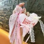 Creative Fresh And Elegant Lace Ribbon Bowknot Heart Keychain, Exquisite And Sweet, A Bag Accessory With A Girlish Charm