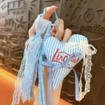 Creative Fresh And Elegant Lace Ribbon Bowknot Heart Keychain, Exquisite And Sweet, A Bag Accessory With A Girlish Charm