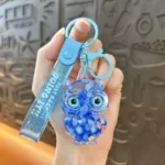 Creative Oil-Filled Bubble Bead Owl Keychain Cute Liquid Quicksand Charm Couple Bag Accessory Mini Gift