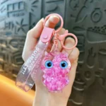 Creative Oil-Filled Bubble Bead Owl Keychain Cute Liquid Quicksand Charm Couple Bag Accessory Mini Gift