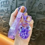 Creative Oil-Filled Bubble Bead Owl Keychain Cute Liquid Quicksand Charm Couple Bag Accessory Mini Gift