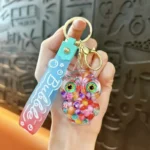 Cute Owl Keychain Oil-Filled Snowflake Design Adjustable Bubble Strap Mini Gift Bag Charm