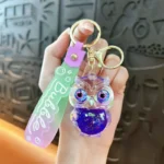 Cute Owl Keychain Oil-Filled Snowflake Design Adjustable Bubble Strap Mini Gift Bag Charm