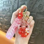 Cute Owl Keychain Oil-Filled Snowflake Design Adjustable Bubble Strap Mini Gift Bag Charm