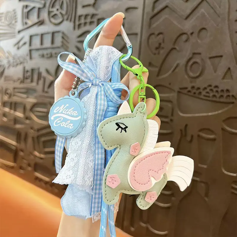 Macaron Double-Sided Unicorn Bag Charm Keychain Cute Girly Lace Bow Bag Pendant