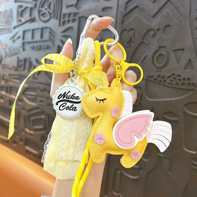 Macaron Double-Sided Unicorn Bag Charm Keychain Cute Girly Lace Bow Bag Pendant