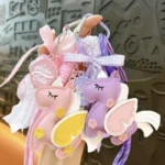Macaron Double-Sided Unicorn Bag Charm Keychain Cute Girly Lace Bow Bag Pendant