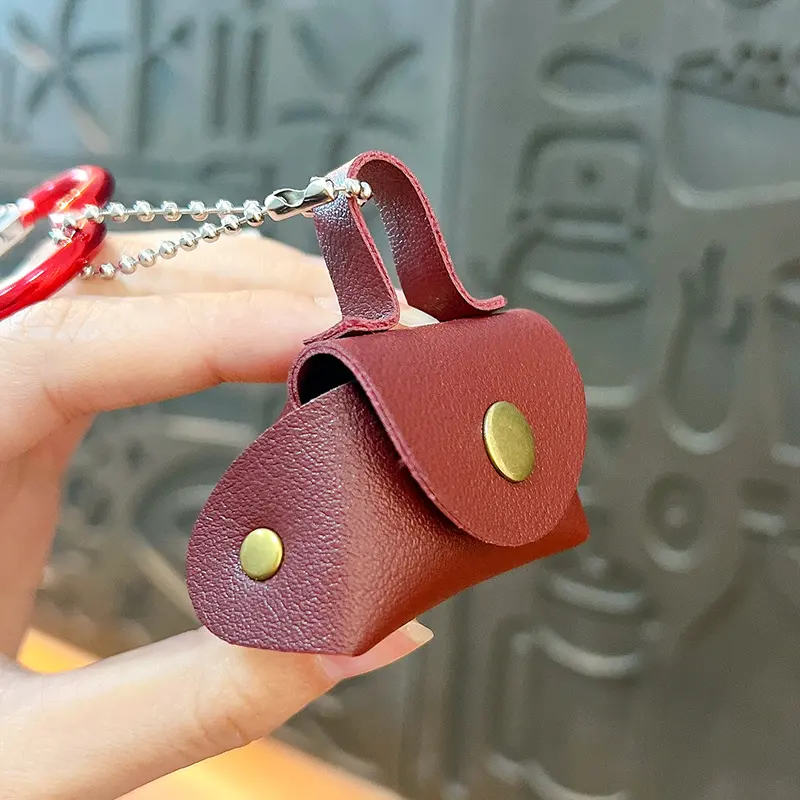 retro eiffel tower bag keychain, vintage woven lanyard with mini leather pouch bag charm