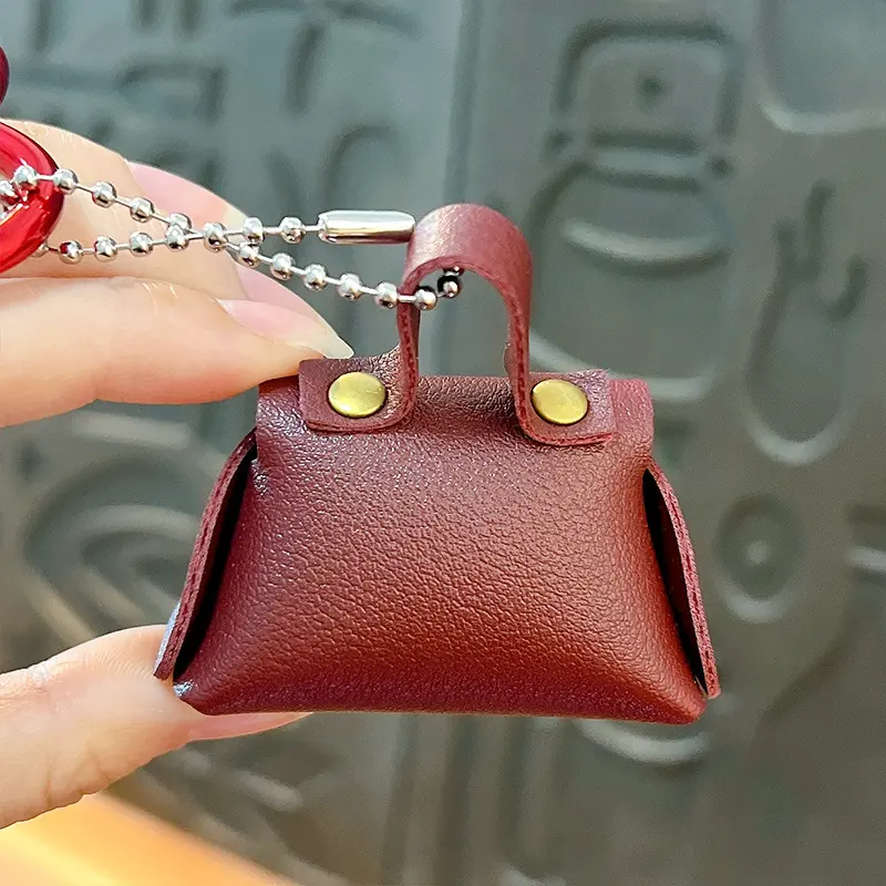 retro eiffel tower bag keychain, vintage woven lanyard with mini leather pouch bag charm