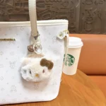 Plush Hello Kitty Mirror Bag Charm Keychain Cute Kawaii Plush Pendant With Hidden Double Sided Makeup Mirror