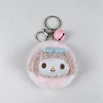 Kawaii Plush Character Mirror Bag Charm Keychain Cute Cartoon Plush Pendant With Hidden Makeup Mirror