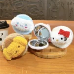 Kawaii Plush Character Mirror Bag Charm Keychain Cute Cartoon Plush Pendant With Hidden Makeup Mirror