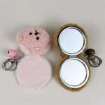 Plush Bear Mirror Bag Charm Keychain Cute Kawaii Teddy Bear Plush Pendant With Hidden Double Sided Makeup Mirror