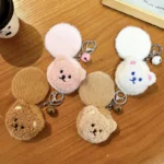 Plush Bear Mirror Bag Charm Keychain Cute Kawaii Teddy Bear Plush Pendant With Hidden Double Sided Makeup Mirror