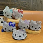 Bling Rhinestone Hello Kitty Bag Charm Keychain Cute Crystal Kitty Pendant With Tassel