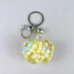 kawaii green apple oil filled keychain colorful foam beads bag charm wholesale