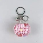 kawaii green apple oil filled keychain colorful foam beads bag charm wholesale