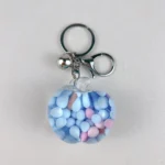 kawaii green apple oil filled keychain colorful foam beads bag charm wholesale
