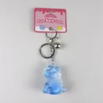 Cute blue glitter liquid filled bear quicksand keychain kawaii bag accessory pendant